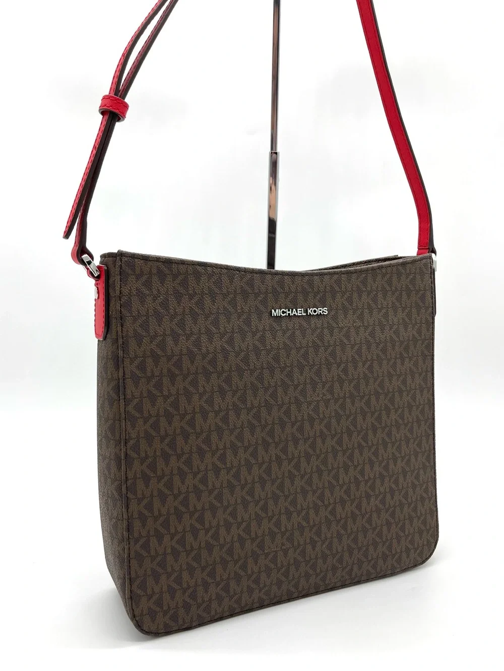 Michael Kors Jet Set Travel Large  Messenger Brown MK Logo Crossbody Bag